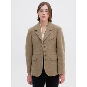 올리브데올리브 울 블렌드 싱글 테일러드 체크 자켓 OW4WJ952