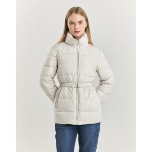 헤지스 여성 24FW 가격인하스테디셀러구스다운 아이보리 하이넥 벨티드 하프 경량다운 점퍼 WSJU4D904IV