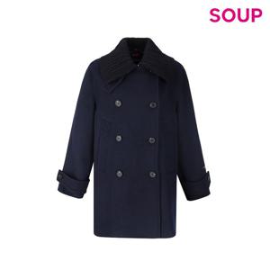 [숲]니트 카라 더블 중기장 핸드메이드코트 SBAHC311