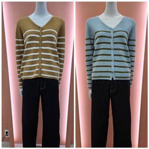 [수스]단가라 브이넥 니트가디건  S254BKTA79_US