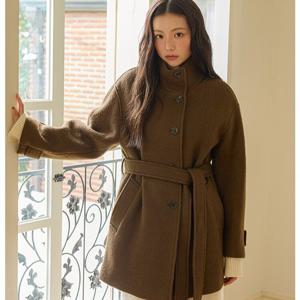 [올리브데올리브] [해피 착용]하이넥 부클 하프코트 OW5WHA560