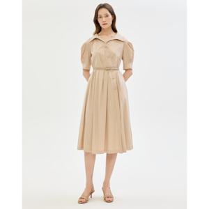 질스튜어트 뉴욕 여성 25SS 베이지 벨티드 코튼혼방 반팔원피스 JSDR5B500I2