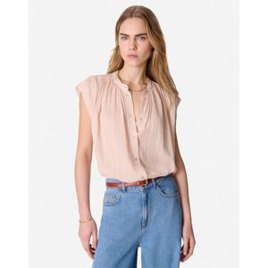 바네사브루노 25SS 시즌오프 라이트핑크 셔링 면혼방 민소매블라우스 VIBL5E218P1