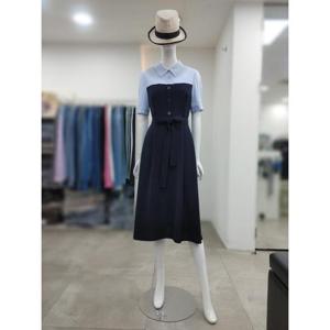 SI 세이브존04 배색 반팔 벨티드 원피스 SKO2125340NAD