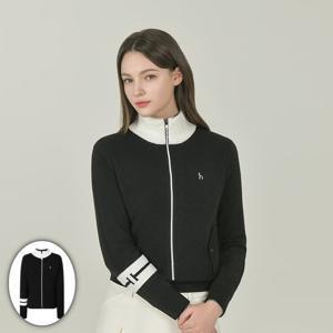 [헤지스골프] 여성 울혼방 니트 방풍 집업 블랙 HWSW5D719BK