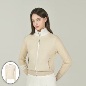 [헤지스골프] 여성 울혼방 니트 방풍 집업 베이지 HWSW5D719I1