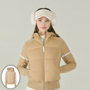 [헤지스골프] 여성 경량 스웨이드 다운 후드 집업 베이지 HWSW5D751I2