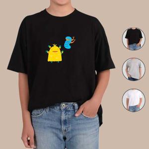 몬스터 친구들 귀여운 하늘색 노랑색 이뻐용 반팔티