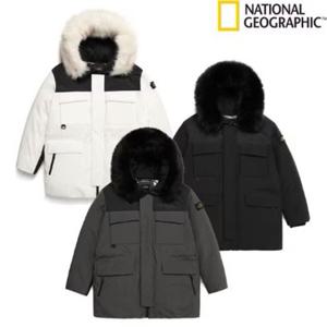 내셔널지오그래픽 N234UDW140 오거스틴 퍼 트리밍 중기장 구스 후디 다운 점퍼