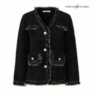 [나인식스뉴욕] 오피스룩 플라워 버튼 자켓형 니트 가디건 (NPBKG012M0)