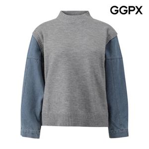 [지지피엑스]데님 소매 반목 니트 GPBKP026F