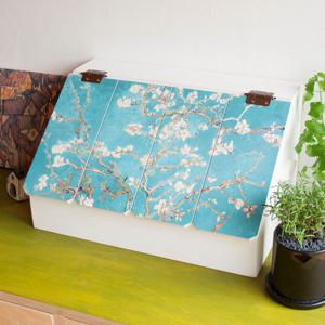 [서운아트] 빈티지 원목 화장품정리함/정리대 아몬드꽃 (대)