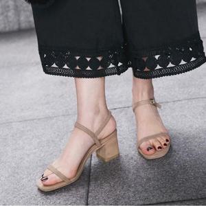 [리더스][리더스] 여자 미들굽 토오픈 스트랩 여름 샌들 바캉스