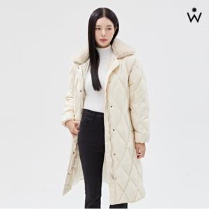 퍼 카라 배색 다이아 퀼팅 롱 패딩 (WIADJP037)