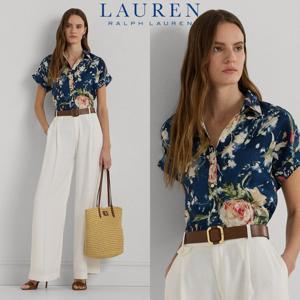 폴로 랄프로렌 17781868 여자 프린티드 리넨 반팔 셔츠