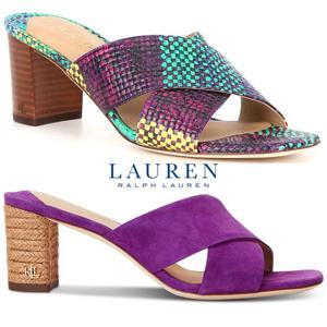 폴로 랄프로렌 18056591 여자 Freddi 우븐 가죽 크로스 샌들