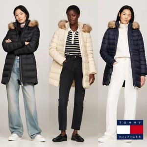 타미힐피거 WW42742 ST 여자 발수 인조 퍼 후드 다운 패딩 자켓