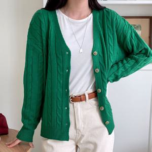 샵앤) 국산 여성 꽈배기 긴팔 니트 가디건 21DS-WCD-3913-오트밀