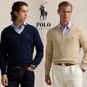 폴로 랄프로렌 14402485 남자 V넥 코튼 스웨터