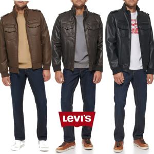 리바이스 B0BS1RFNZM 남자 인조가죽 퀼트 패딩 항공 봄버 자켓