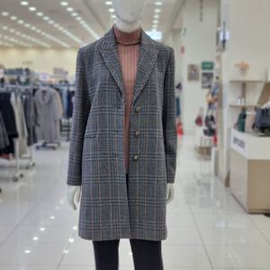 [샤트렌][모다남양주]그레이 체크싱글 하프코트HCCWCT106GY_GN