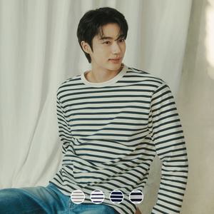 [지오다노/본사] 025503 변우석 스트라이프 긴팔 티셔츠