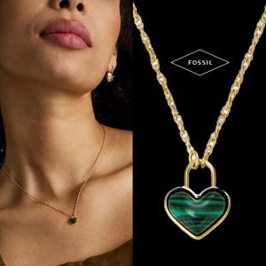 파슬 Fossil JF04857710 여자 남자 말라카이트 하트 펜던트 목걸이