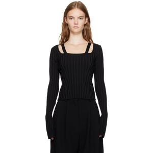 Recto 티셔츠 블랙 스쿱넥 스웨터 242775F096001