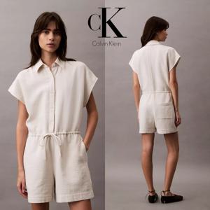 캘빈 클라인 47B032G 여자 코튼 비스코스 혼방 거즈 롬퍼 원피스 드레스