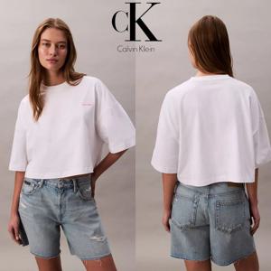 캘빈 클라인 Calvin Klein  47C208 여자 로고 릴렉스핏 크롭 반팔 티셔츠