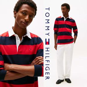 타미힐피거 TOMMY HILFIGER XM04170 남자 컬러블럭 긴팔 폴로 셔츠
