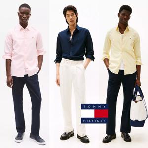 타미힐피거 78JB687 남자 스트레치 깅엄 체크무늬 슬림핏 옥스포드 긴팔 셔츠