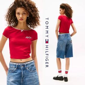 타미힐피거 TOMMY HILFIGER DW21239-XLG 여자 하트 로고 Shrunken 반팔 티셔츠