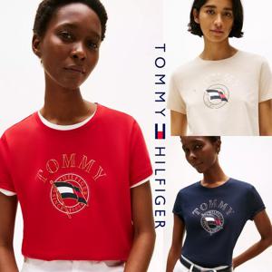 타미힐피거 TOMMY HILFIGER XW05548-XLG 여자 자수로고 Wavy 플래그 반팔 티셔츠