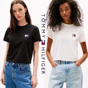 타미힐피거 TOMMY HILFIGER DW21423-BDS 여자 굵은 플래그 로고 반팔 티셔츠