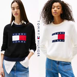 타미힐피거 DW20970-YBL 여자 릴렉스핏 맨투맨 비스코스 혼방 니트 로고 스웨터