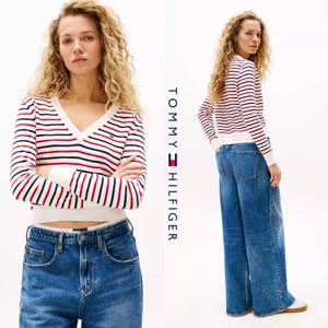 타미힐피거 TOMMY HILFIGER DW19888-0FG 여자 클래식 V넥 니트 스웨터