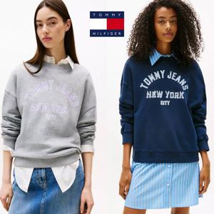 타미힐피거 TOMMY HILFIGER DW21202-Q13 여자 바시티 자수로고 맨투맨 티셔츠