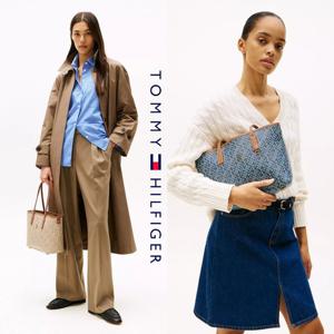 타미힐피거 197735718864 여자 가방 모노그램 프린티드 가죽 트림 토트백