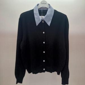 Latium HC06 짧은 앞오픈 깔끔한 단가라 카라 긴팔 무지 셔츠니트티형 가디건 T2533cd02B