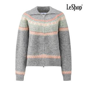 르샵  자가드 카라넥 집업 울 니트 가디건 (BP9KC016A)