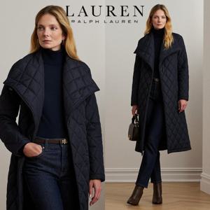 폴로 랄프로렌 21691933 격자무늬 벨티드 22983427 벨티드 퀼팅 여자 롱코트 보온 자켓