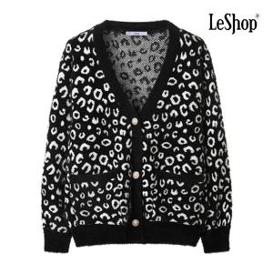 르샵  레오파드 진주 버튼 포켓 니트 가디건 (BPAKC010A)