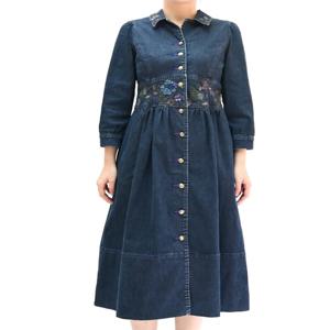 [비꼴리끄(여성)]해지데님 자수 원피스B234DO2040