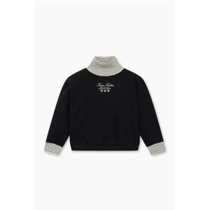 [베네통 키즈] 주니어 스트라이프 배색 맨투맨 QAMT22561BK_블랙