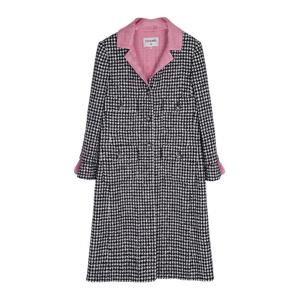 [엘러브]샤넬 24A 체크 트위드 롱코트 36 핑크/멀티컬러 5ET1822