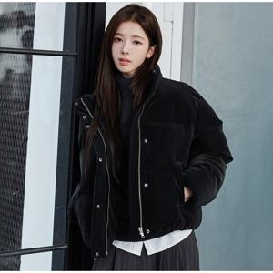 [지오다노] 여성 오버핏 숏 코듀로이 벨벳 레더 푸퍼 점퍼 375921