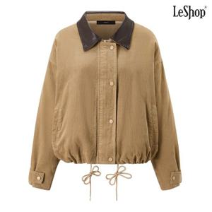 [르샵]레더 카라 배색 스트링 패딩 점퍼 (DP4JJ009A)