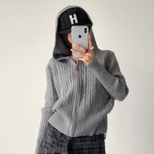 샵앤) 여성 꽈배기 후드 니트 가디건 MCR-WCD-4964-그레이