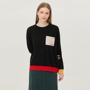 [베네통] 캐시미어 배색 포켓 니트_BAKP68561BK
